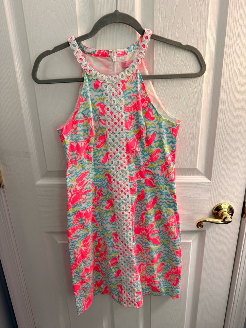 Lilly Pulitzer Pink & Aqua Tropical Halter Dress